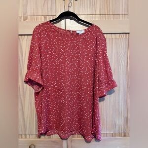 Loft elbow sleeve blouse size XL orange/white pattern